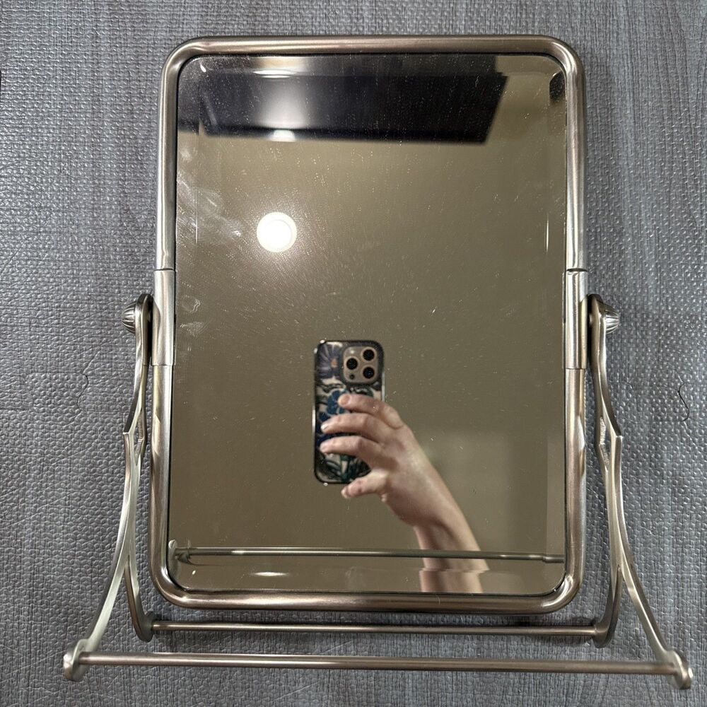 Pottery Barn Swivel Pivot Rectangle Brushed Nickel Vanity Mirror